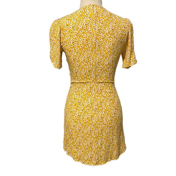 Audrey Yellow Ditsy Y2K Floral Shortsleeved Babydoll Boho Mini Sundress - Picture 2 of 6